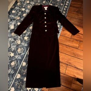 Gunne Sax Victorian Top and Skirt Outfit Deep Magenta Color